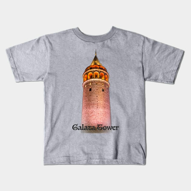 Galata Tower Kids T-Shirt by RaeTucker